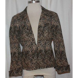 Women's Jones New York Tan and Black Tweed Fringed Blazer Size 12